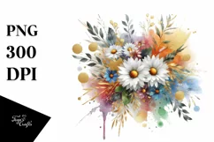 Watercolor Abstract Bouquet GOLD FOIL | Sublimation Clipart Product Image 3