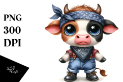 Watercolor Baby Cow Bandana Clipart Product Image 1