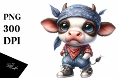 Expressive Baby Cow with Bandana Standing on Two Legs Product Image 3