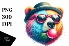 Bear Portrait with Chewing Gum | Sublimation | Clipart Product Image 1