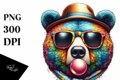 Bear Portrait with Chewing Gum | Sublimation | Clipart Product Image 3