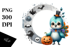 Cute Baby Peacock Halloween Change Digital Painting PNG Product Image 1