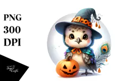 Cute Baby Peacock Halloween Change Digital Painting PNG Product Image 1