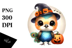 Cute Baby Peacock with Halloween Costume, Transparent PNG Product Image 1