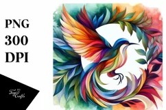 Abstract Bird with Plant Leaves, PNG Product Image 1