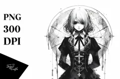 Washed Gothic Girl Enchanting Mysterious | Clipart Product Image 3
