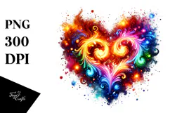 Colorful Fire Heart, Transparent PNG Product Image 1