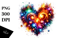 Colorful Fire Heart, Transparent PNG Product Image 1