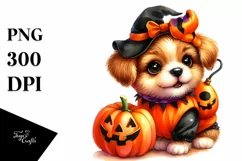 Cute Baby Dog in Halloween Costume | Sublimation | Clipart Product Image 3