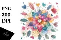 Colorful Boho Flower with Heart Petals PNG Product Image 1