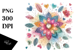 Colorful Boho Flower with Heart Petals PNG Product Image 1