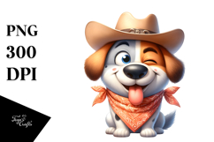 Funny Watercolor Dog with Bandana PNG Product Image 1