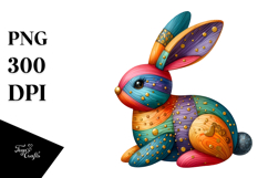 Colorful Bunny Made of Wood PNG Product Image 1