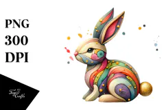 Colorful Bunny Made of on Splashy Background PNG Product Image 1