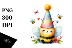 Funny Baby Bee Party Hat | Watercolor | Sublimation Product Image 1