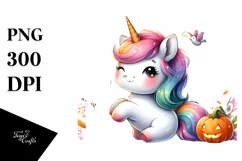 Cute Baby Unicorn Watercolor Clipart Product Image 1