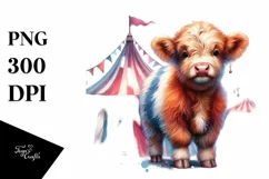 colorful Cow with Circus Tent PNG Product Image 3