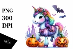 Unicorn in Halloween Costume | Sublimation | Clipart Product Image 1