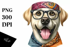 Watercolor Labrador Bandana Clipart Product Image 1