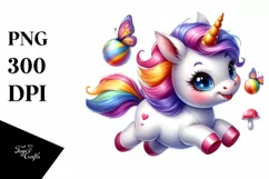 Funny Running Baby Unicorn PNG Product Image 3