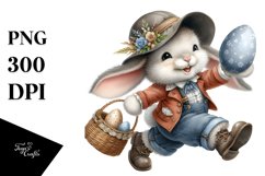 Smiling Bunny with Old Clothes PNG Product Image 1