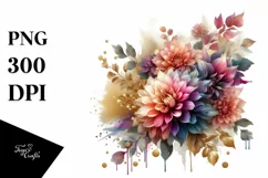 Watercolor Abstract Bouquet GOLD FOIL | Sublimation Clipart Product Image 1
