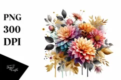 Watercolor Abstract Bouquet GOLD FOIL | Sublimation Clipart Product Image 3