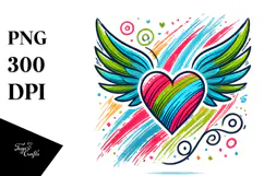 Colorful Paintbrush Style Heart PNG Product Image 1