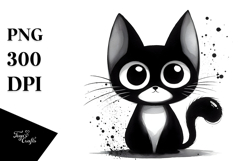 Funny Digital BLACK CAT PNG Product Image 1