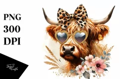 Elegant Highland Cow Glitter Animal Print Clipart Product Image 3