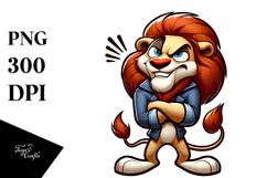 Goofy Cartoon Lion Mock Seriousness PNG Product Image 1
