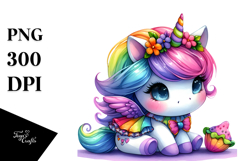 Vibrant Cute Baby Unicorn Halloween Drawing PNG Product Image 1