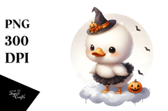 Cute Baby Swan Halloween Cloud Digital Painting PNG Product Image 1
