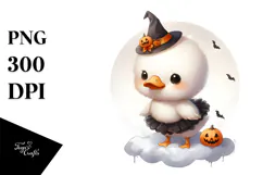 Cute Baby Swan Halloween Cloud Digital Painting PNG Product Image 1