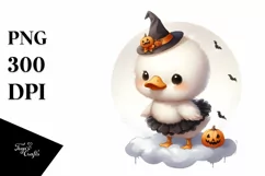 Cute Baby Swan Halloween Cloud Digital Painting PNG Product Image 3