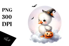 Cute Baby Swan Halloween Cloud Digital Painting PNG Product Image 1