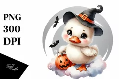 Cute Baby Swan Halloween Cloud Digital Painting PNG Product Image 1