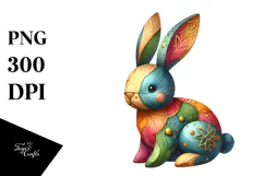Colorful Bunny Wood Golden PNG Product Image 1