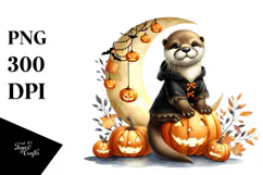 Cow and Otter Dressed for Halloween, High-Res PNG Product Image 1