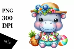 Colorful Baby Hippo Summer Clipart Product Image 1