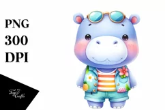Colorful Baby Hippo Summer Clipart Product Image 3