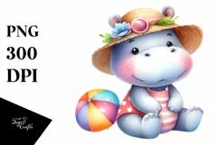 Colorful Baby Hippo Summer Clipart Product Image 3