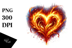 Fire Heart Digital Painting, Transparent PNG Product Image 1