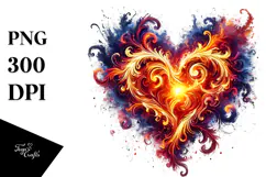 Fire Heart Digital Painting, Transparent PNG Product Image 1