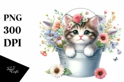 Cute Cat with Flowers PNG Product Image 3