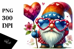 Valentines Gnome with Sunglasses PNG Product Image 1