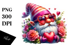 Valentines Gnome with Sunglasses PNG Product Image 1