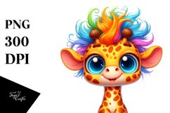 Smiling Baby Giraffe | Crazy Hair | Colorful Cartoon Product Image 3