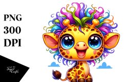 Smiling Baby Giraffe | Crazy Hair | Colorful Cartoon Product Image 3