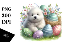 Digital Watercolor Cute Polar Bear Easter Eggs PNG Product Image 1